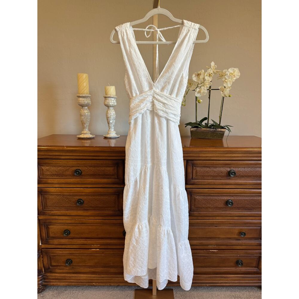 NWT MISA Los Angeles Ksenia Eyelet Maxi Dress White Size M - Picture 2 of 10